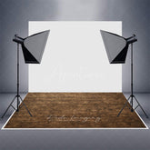 Aperturee - Aperturee Brown Retro Old Style Wood Rubber Floor Mat For Photo